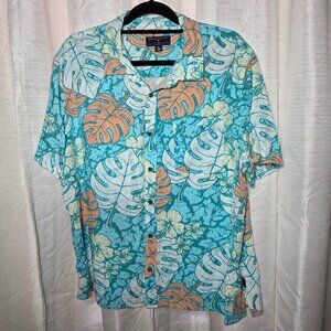 Margaritaville Men's Tropical Shirt with Leaf and Floral Print Size XL